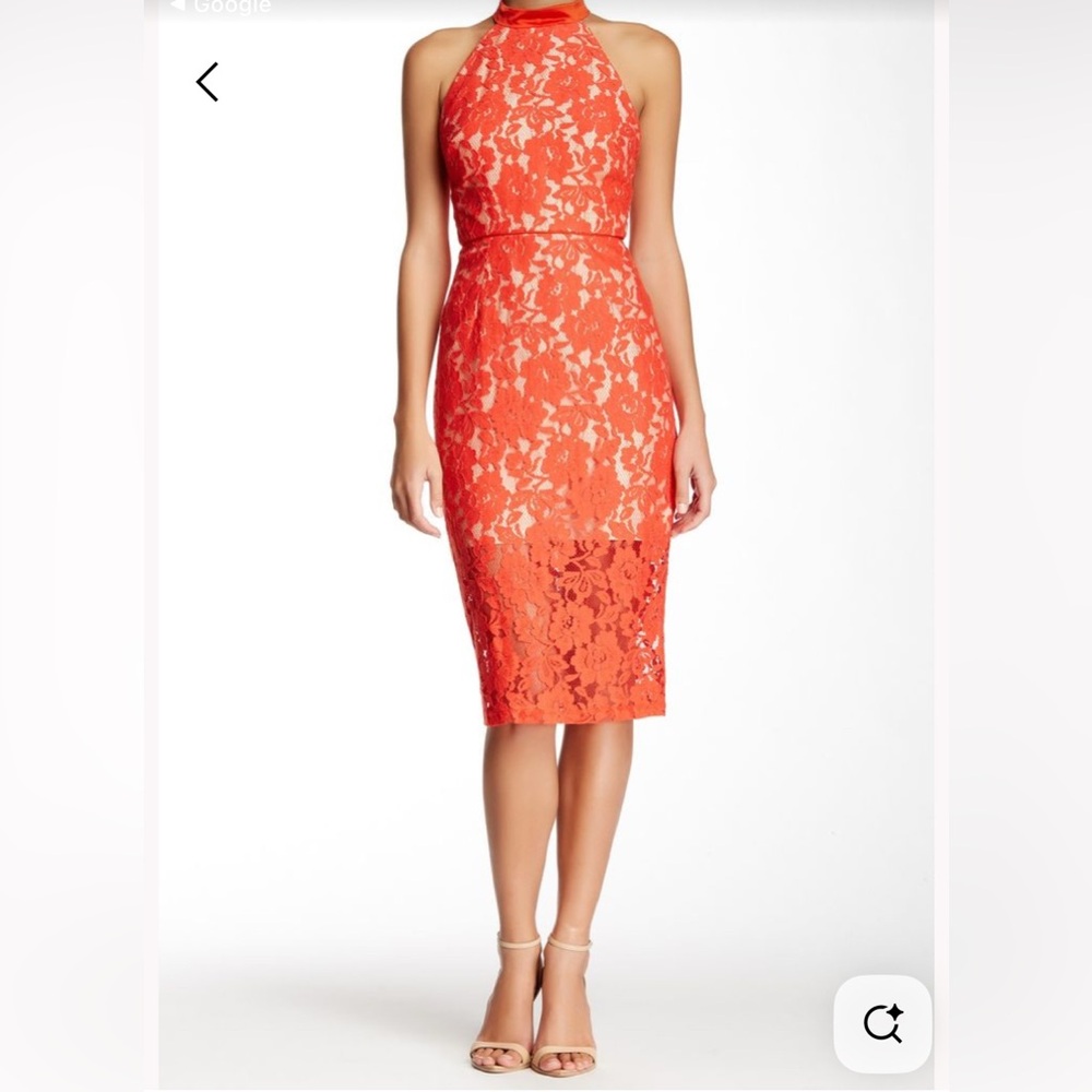 ABS by Allen Schwartz Coral Lace Halter Dress Size 4